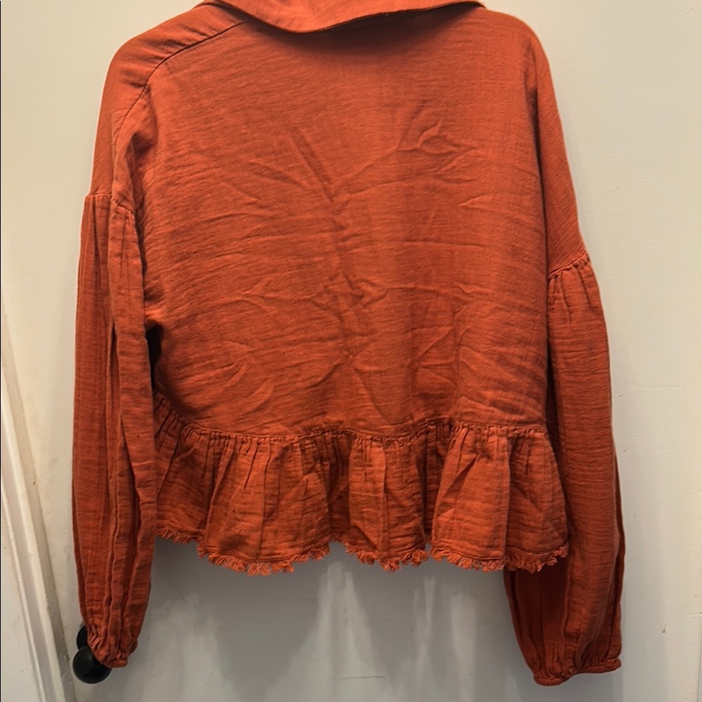 Free People Orange Cropped Blouse - Picture 8 of 12